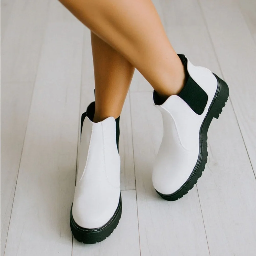 White Ankle Chunky Bootie - Picture 6 of 7